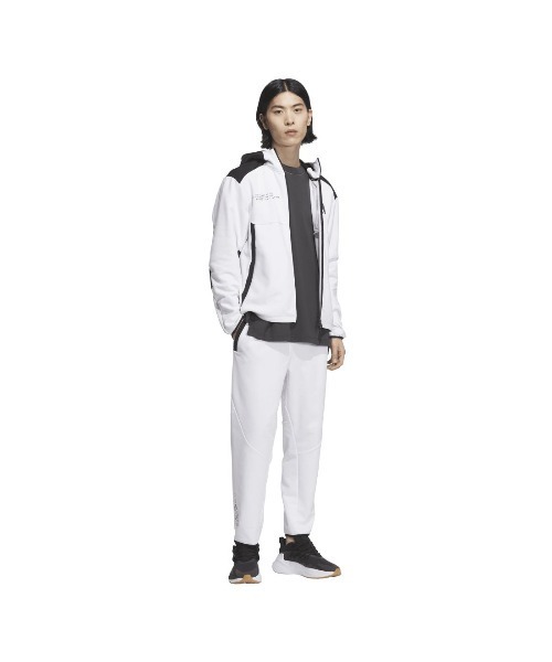 adidas(アディダス)の「アディダス adidas Adptn レギュラーフィット テクスチャード ダブルニット アンクル丈 オープンヘムパンツ(その他パンツ・メンズ・ホワイト/ブラック・LL/3L/S/M/L)」の4枚目の写真
