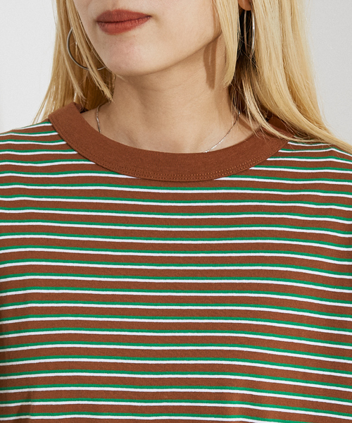 Champion(チャンピオン)の「【WEB限定】Champion ボーダー Tシャツ(Tシャツ/カットソー・レディース・ブラウン/ネイビー・フリー)」の10枚目の写真