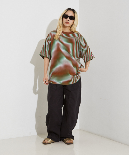 Champion(チャンピオン)の「【WEB限定】Champion ボーダー Tシャツ(Tシャツ/カットソー・レディース・ブラウン/ネイビー・フリー)」の14枚目の写真
