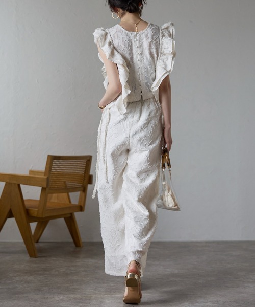 each（イーチ）の「フリンジジャガードタックパンツ（その他パンツ・レディース・ブラック/アイボリー・FREE）」の7枚目の写真