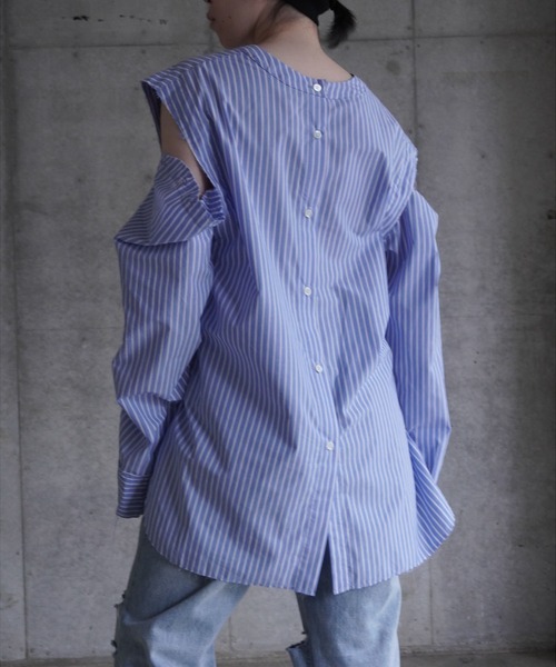 k3&co.（ケイスリーアンドコー）の「V NECK SHIRT（シャツ/ブラウス・レディース・ホワイト/ストライプ・ONE SIZE）」の12枚目の写真