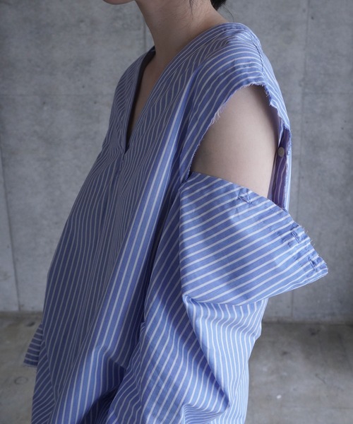 k3&co.（ケイスリーアンドコー）の「V NECK SHIRT（シャツ/ブラウス・レディース・ホワイト/ストライプ・ONE SIZE）」の14枚目の写真