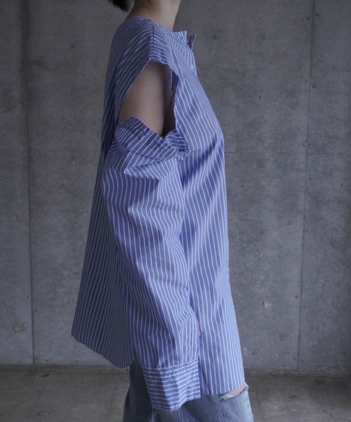 k3&co.（ケイスリーアンドコー）の「V NECK SHIRT（シャツ/ブラウス・レディース・ホワイト/ストライプ・ONE SIZE）」の19枚目の写真