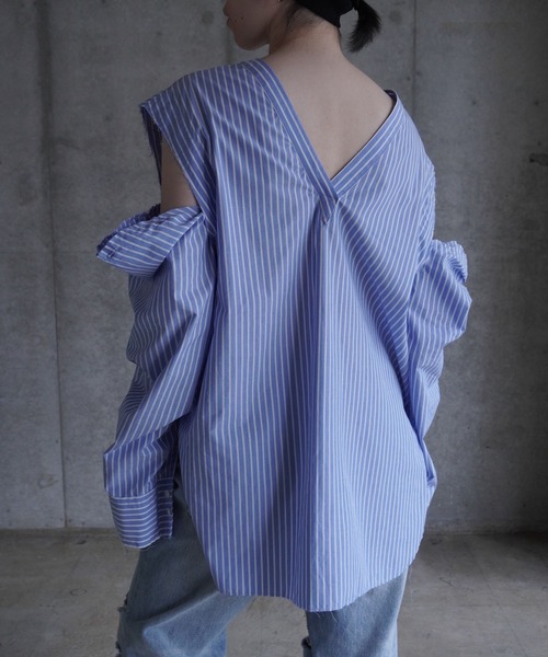 k3&co.（ケイスリーアンドコー）の「V NECK SHIRT（シャツ/ブラウス・レディース・ホワイト/ストライプ・ONE SIZE）」の20枚目の写真