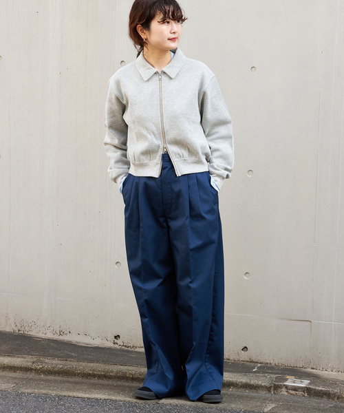 OUTDOOR PRODUCTS（アウトドアプロダクツ）の「Dickies/ディッキーズ別注2タックワイドパンツ（スラックス・レディース・ネイビー/ブラウン/カーキ・SMALL/X-SMALL/LARGE/MEDIUM）」の8枚目の写真