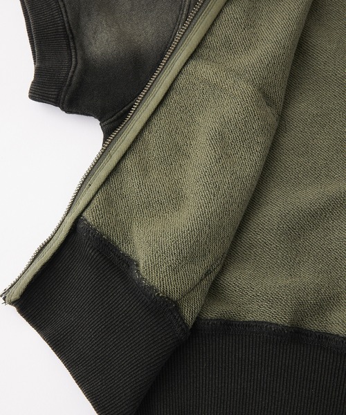 X-girl(エックスガール)の「FADED COMPACT S/S ZIP UP HOODIE(パーカー・レディース・パープル/オリーブ・S/M)」の12枚目の写真