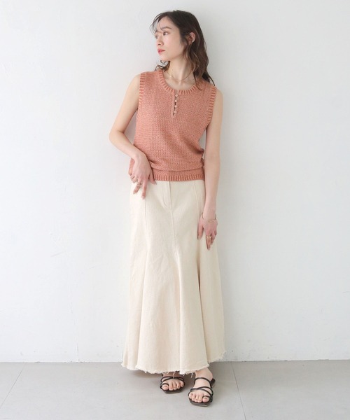 CLEIO（クレイオ）の「【CLEIO】コットンマーメイドスカート COTTON MERMAID SKIRT/736-13666（スカート・レディース・アイボリー/ブラック・FREE）」の8枚目の写真