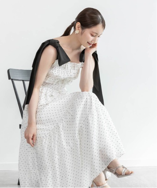 RANDA（ランダ）の「ショルダーリボンワンピース（ワンピース・レディース・ブラック/ホワイト/ピンク/ベージュ・1/0）」の18枚目の写真