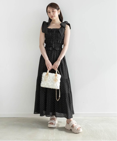 りらこOBLI ショルダー リボン ホワイトワンピース 0 ショルダーリボンマキシドレス | DRESS | OBLI
