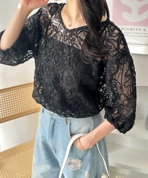 GeeRA | 前後2WAYコードシアーレースプルオーバー(Tシャツ/カットソー)