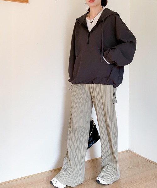 by LEGNA(バイレグナ)の「【選べる丈】プリーツワイドパンツ セルフカット対応(その他パンツ・レディース・ブラウン/ミント/ダークグレー/グレイッシュベージュ/ブラック/ブルーグレー・レギュラー丈/ロング丈/ショート丈)」の16枚目の写真