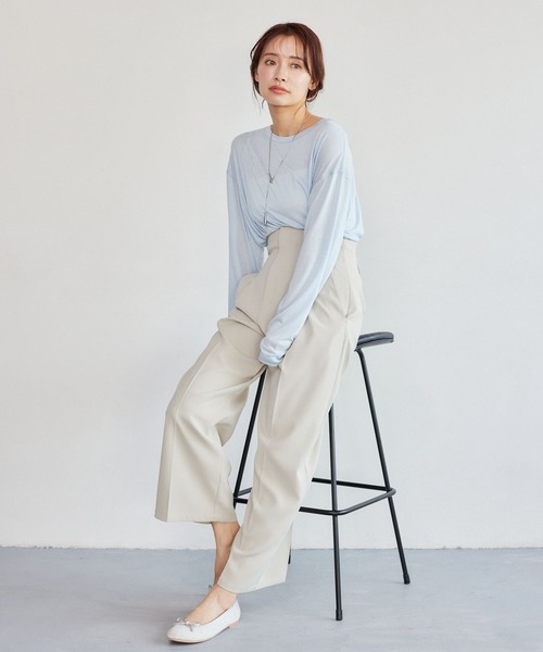 mysty woman（ミスティウーマン）の「バックレースアップストレートパンツ 329042（スラックス・レディース・グリーン/グレー/ブラック・FREE）」の5枚目の写真