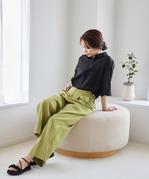 mysty woman（ミスティウーマン）の「バックレースアップストレートパンツ 329042（スラックス・レディース・グリーン/グレー/ブラック・FREE）」の6枚目の写真