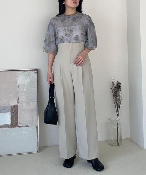 mysty woman（ミスティウーマン）の「バックレースアップストレートパンツ 329042（スラックス・レディース・グリーン/グレー/ブラック・FREE）」の9枚目の写真