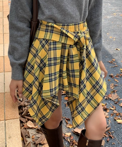 itimi チェック　MAX&Co. 巻きスカート　ミニスカート　グランジ itimi チェック MAX&Co. 巻きスカート ミニスカート グランジ