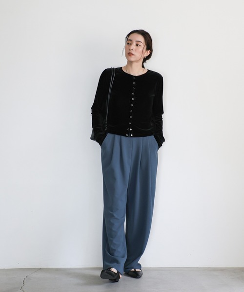 select MOCA（セレクトモカ）の「【丈長め】洗えるカットジョーゼットタックパンツ（スラックス・レディース・ブルー/ライトグレー/ブラック・SMALL/MEDIUM）」の22枚目の写真