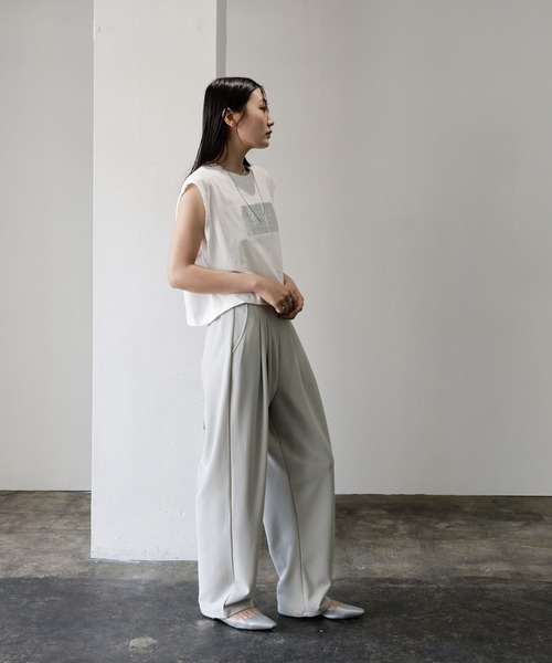 select MOCA（セレクトモカ）の「【丈長め】洗えるカットジョーゼットタックパンツ（スラックス・レディース・ブルー/ライトグレー/ブラック・SMALL/MEDIUM）」の9枚目の写真