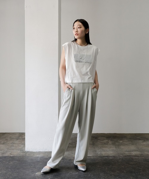 select MOCA（セレクトモカ）の「【丈長め】洗えるカットジョーゼットタックパンツ（スラックス・レディース・ブルー/ライトグレー/ブラック・SMALL/MEDIUM）」の8枚目の写真