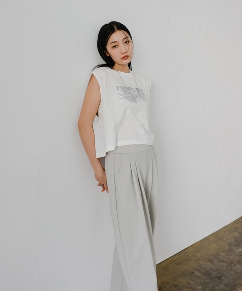 select MOCA（セレクトモカ）の「【丈長め】洗えるカットジョーゼットタックパンツ（スラックス・レディース・ブルー/ライトグレー/ブラック・SMALL/MEDIUM）」の13枚目の写真