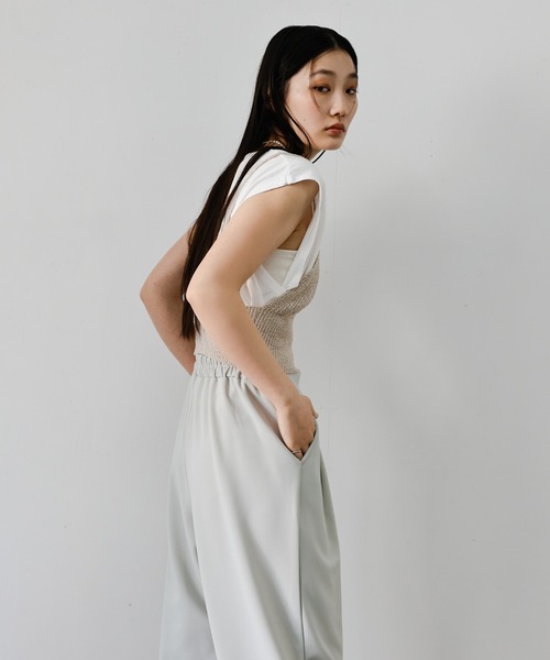 select MOCA（セレクトモカ）の「【丈長め】洗えるカットジョーゼットタックパンツ（スラックス・レディース・ブルー/ライトグレー/ブラック・SMALL/MEDIUM）」の14枚目の写真