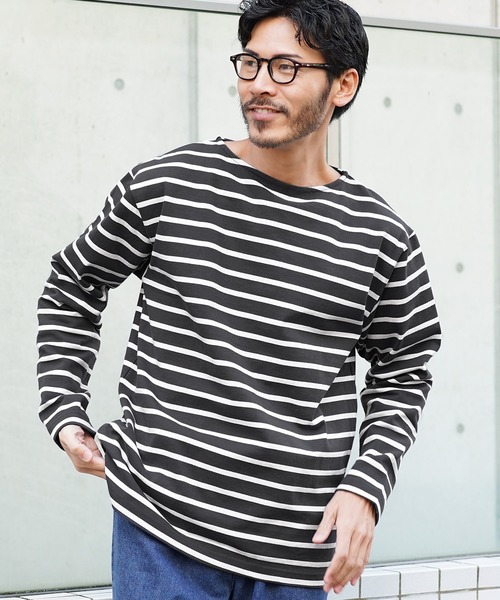 jiggys shop(ジギーズショップ)の「13オンス ヘビーウェイトロンT バスクシャツ カットソー(Tシャツ/カットソー・メンズ・ライトグレー/ネイビー/ブラック系その他/スミクロ/オフホワイト/ホワイト系その他・MEDIUM/LARGE/X-LARGE)」の4枚目の写真