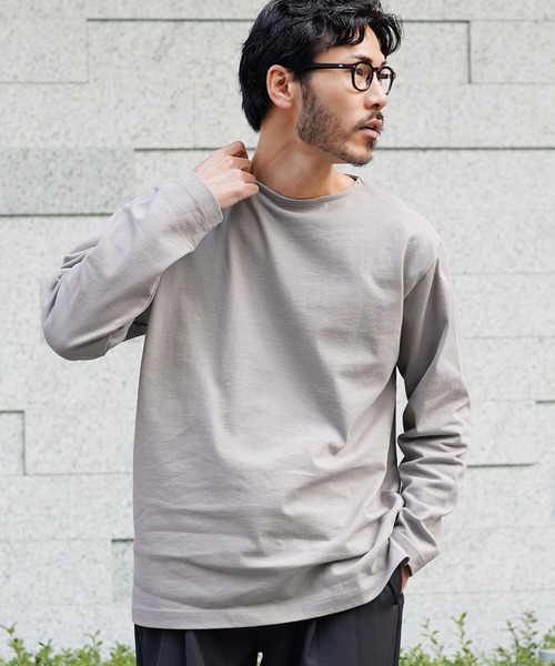 jiggys shop(ジギーズショップ)の「13オンス ヘビーウェイトロンT バスクシャツ カットソー(Tシャツ/カットソー・メンズ・ライトグレー/ネイビー/ブラック系その他/スミクロ/オフホワイト/ホワイト系その他・MEDIUM/LARGE/X-LARGE)」の1枚目の写真