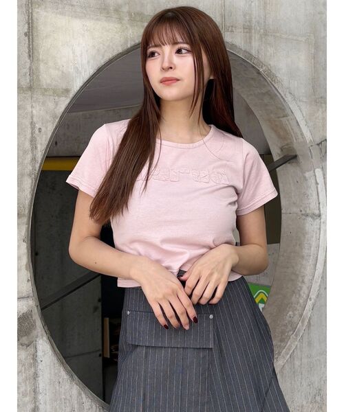 MURUA(ムルーア)の「パッチステッチクロップドT(Tシャツ/カットソー・レディース・ホワイト/ピンク/レッド/ダークグレー/ブルー・FREE)」の21枚目の写真