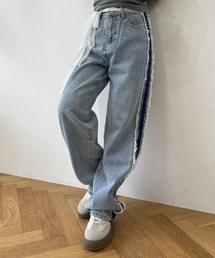 サイドラインデニムパンツ