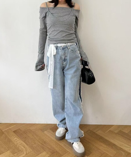mebole(メボレ)の「サイドラインデニムパンツ(デニムパンツ・レディース・ブルー・LARGE/MEDIUM)」の10枚目の写真