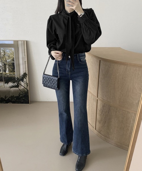 Miniministore(ミニミニストア)の「ボウタイブラウスリボンタイシャツブラウス(シャツ/ブラウス・レディース・ホワイト/ブラック/ベージュ/ブルー・FREE)」の7枚目の写真
