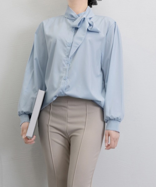 Miniministore(ミニミニストア)の「ボウタイブラウスリボンタイシャツブラウス(シャツ/ブラウス・レディース・ホワイト/ブラック/ベージュ/ブルー・FREE)」の18枚目の写真