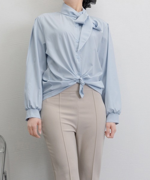 Miniministore(ミニミニストア)の「ボウタイブラウスリボンタイシャツブラウス(シャツ/ブラウス・レディース・ホワイト/ブラック/ベージュ/ブルー・FREE)」の15枚目の写真
