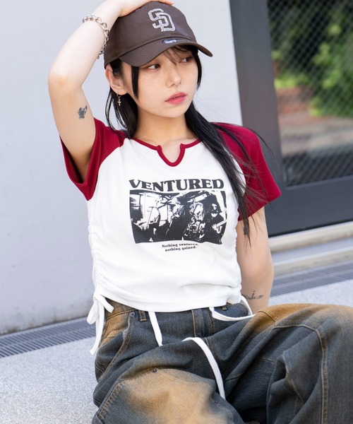 WEGO（ウィゴー）の「WEGO/キーネックサイドレースアップちびT（Tシャツ/カットソー・レディース・その他2/その他1/その他4/その他3/その他6/その他5/その他8/その他7・FREE）」の3枚目の写真