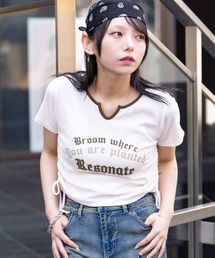 WEGO/キーネックサイドレースアップちびT