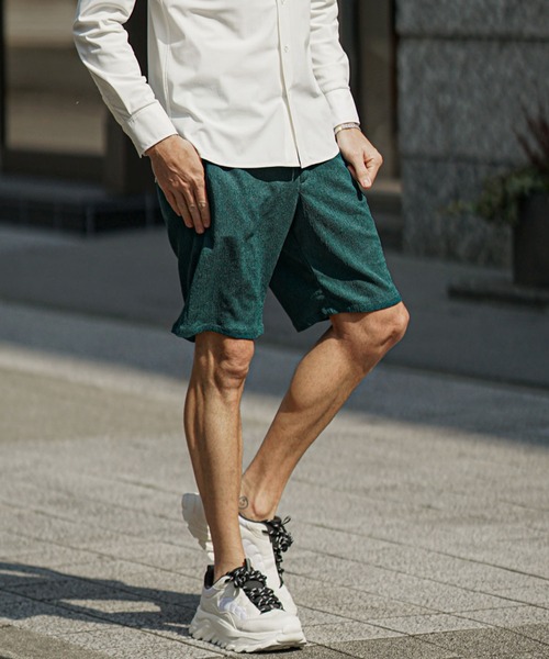 SOMEDIFF（サムディフ）の「サマーリゾートショーツ メンズ 楊柳 ハーフパンツ ボトムス 夏服 セットアップ対応（その他パンツ・メンズ・ブラック/ベージュ/グリーン/グレー・M/L/XL）」の7枚目の写真