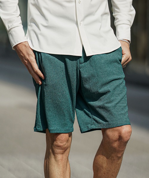 SOMEDIFF（サムディフ）の「サマーリゾートショーツ メンズ 楊柳 ハーフパンツ ボトムス 夏服 セットアップ対応（その他パンツ・メンズ・ブラック/ベージュ/グリーン/グレー・M/L/XL）」の9枚目の写真