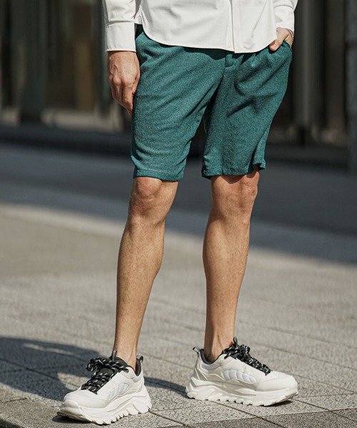 SOMEDIFF（サムディフ）の「サマーリゾートショーツ メンズ 楊柳 ハーフパンツ ボトムス 夏服 セットアップ対応（その他パンツ・メンズ・ブラック/ベージュ/グリーン/グレー・M/L/XL）」の10枚目の写真