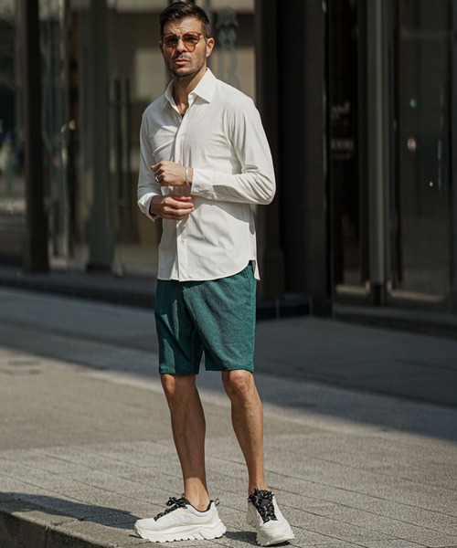 SOMEDIFF（サムディフ）の「サマーリゾートショーツ メンズ 楊柳 ハーフパンツ ボトムス 夏服 セットアップ対応（その他パンツ・メンズ・ブラック/ベージュ/グリーン/グレー・M/L/XL）」の11枚目の写真