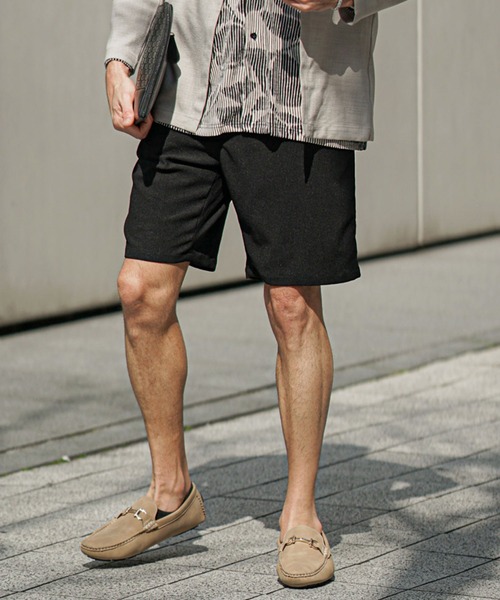 SOMEDIFF（サムディフ）の「サマーリゾートショーツ メンズ 楊柳 ハーフパンツ ボトムス 夏服 セットアップ対応（その他パンツ・メンズ・ブラック/ベージュ/グリーン/グレー・M/L/XL）」の13枚目の写真