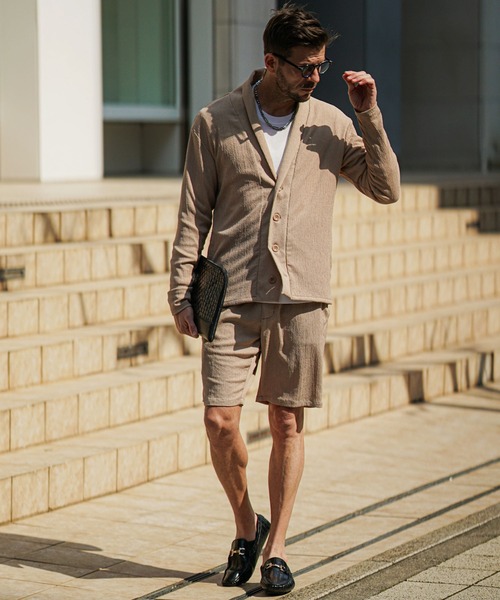 SOMEDIFF（サムディフ）の「サマーリゾートショーツ メンズ 楊柳 ハーフパンツ ボトムス 夏服 セットアップ対応（その他パンツ・メンズ・ブラック/ベージュ/グリーン/グレー・M/L/XL）」の22枚目の写真