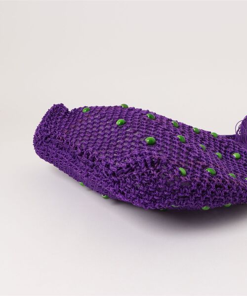 UNBILLION(アンビリオン)の「アフリカンスクエアー AFRICANSQUARE / ナイロンマクラメ編みバッグ ビーズ装飾(トートバッグ・レディース・パープル・FREE)」の3枚目の写真