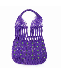 UNBILLION | アフリカンスクエアー AFRICANSQUARE / ナイロンマクラメ編みバッグ ビーズ装飾(トートバッグ)