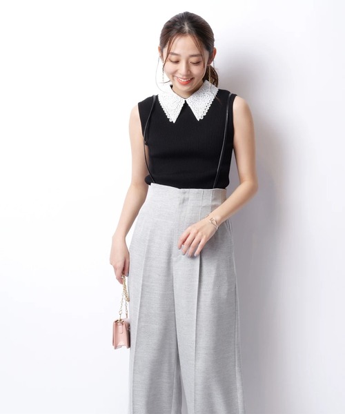 新品　ジャスグリッティー サスペンダー付きパンツ　ベージュ　タグ付き ジャスグリッティー JUSGLITTY サスペンダー付ワイドパンツ （薄