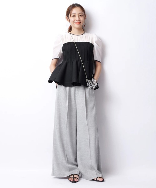 新品未使用タグ付 ジャスグリッティー ワークパンツ ネイビー M 合皮ベルト付ワイドパンツ（その他パンツ）｜JUSGLITTY（ジャス