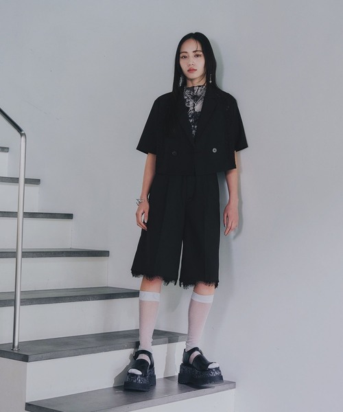 HARE(ハレ)の「フラワーフロッキートップス(HARE)(Tシャツ/カットソー・レディース・グレー/ホワイト/ブラック・FREE)」の11枚目の写真