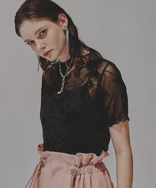 HARE(ハレ)の「フラワーフロッキートップス(HARE)(Tシャツ/カットソー・レディース・グレー/ホワイト/ブラック・FREE)」の18枚目の写真