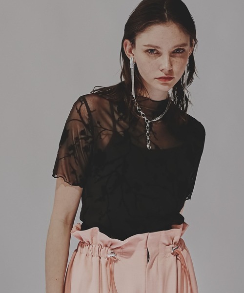 HARE(ハレ)の「フラワーフロッキートップス(HARE)(Tシャツ/カットソー・レディース・グレー/ホワイト/ブラック・FREE)」の20枚目の写真