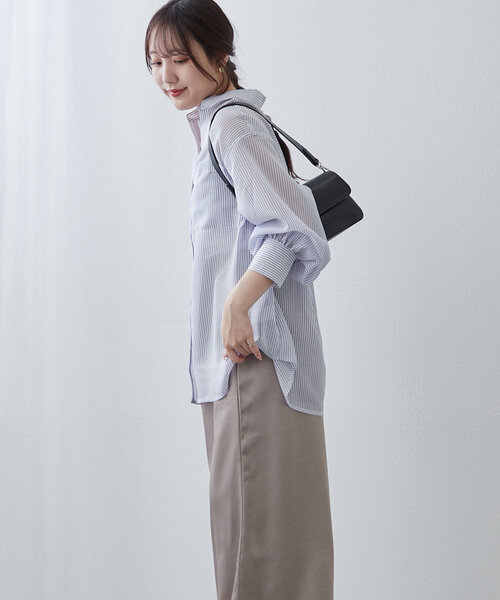 Another Branch olive des olive(アナザーブランチオリーブデオリーブ)の「夏の定番アイテム!シアーストライプシャツ(シャツ/ブラウス・レディース・ネイビー/ミント/ピンク/ブラック・FREE)」の10枚目の写真