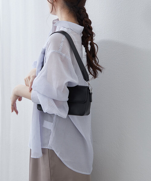 Another Branch olive des olive(アナザーブランチオリーブデオリーブ)の「夏の定番アイテム!シアーストライプシャツ(シャツ/ブラウス・レディース・ネイビー/ミント/ピンク/ブラック・FREE)」の11枚目の写真