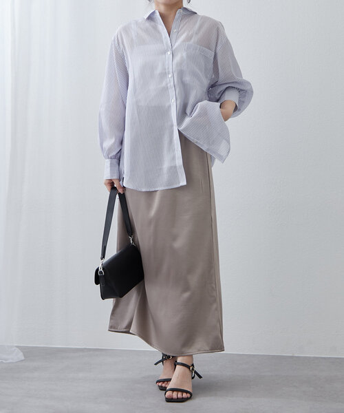 Another Branch olive des olive(アナザーブランチオリーブデオリーブ)の「夏の定番アイテム!シアーストライプシャツ(シャツ/ブラウス・レディース・ネイビー/ミント/ピンク/ブラック・FREE)」の13枚目の写真
